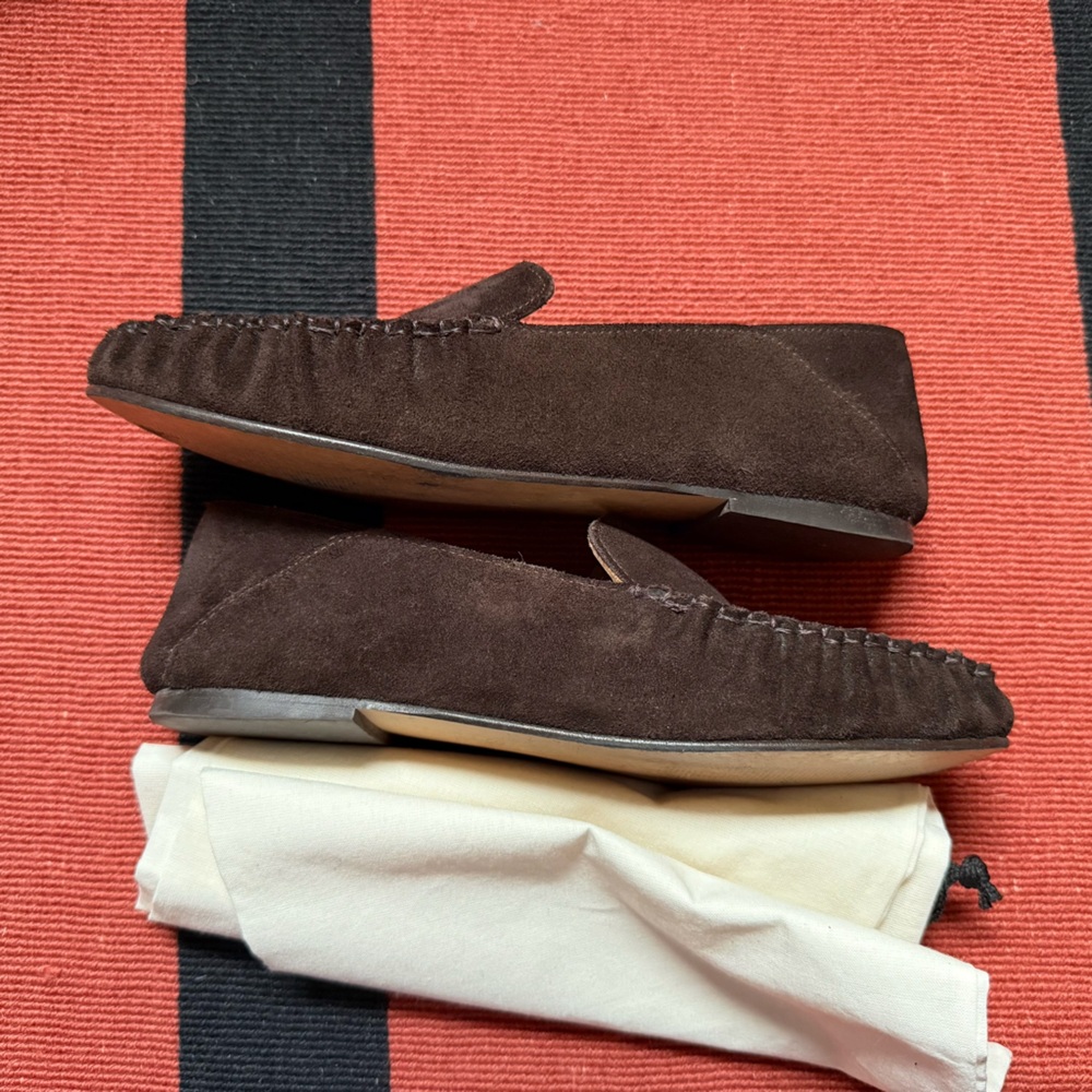Flattered Bon Bon Loafers Chocolate Brown Suede Size 38 - Picture 9 of 11